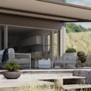 Een stobag pergolino zonwering boven een luxe terras